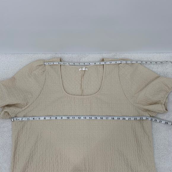 Maurices Womens Plus 2X Top Textured Stretch Cream Puff Sleeve Cottagecore Basic - Picture 5 of 12
